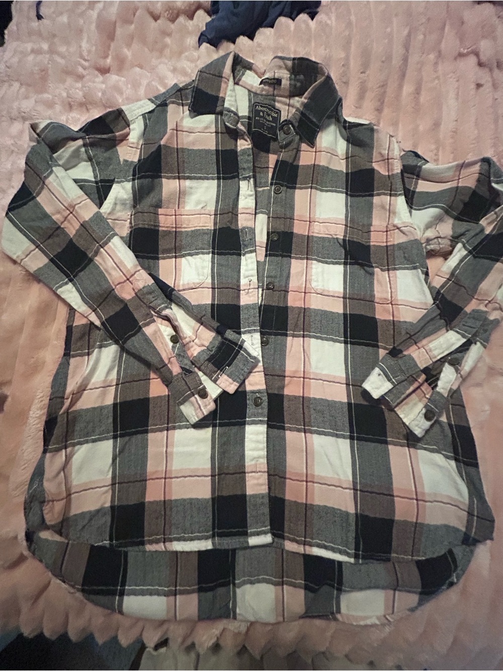 AF Pink Plaid Boyfriend Flannel Shirt S